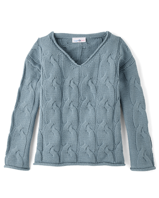 Tween Girls Oversized Cable Knit Sweater