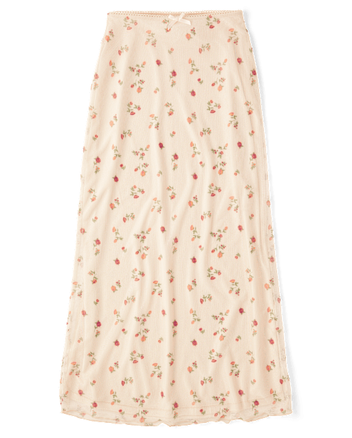 Tween Girls Floral Mesh Maxi Skirt
