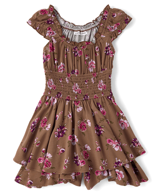 Tween Girls Floral Smocked Romper