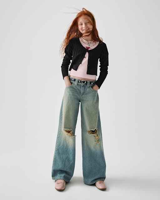 Tween Girls Destructed Super Baggy Jeans