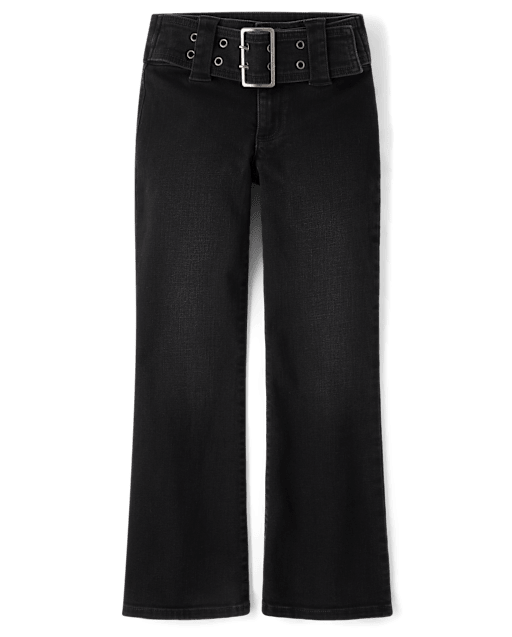 Tween Girls Wide Belt Bootcut Jeans