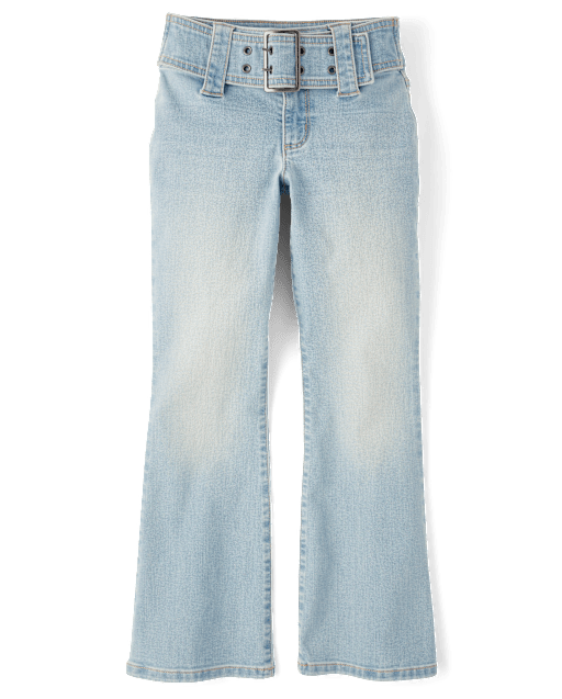 Tween Girls Wide Belt Bootcut Jeans