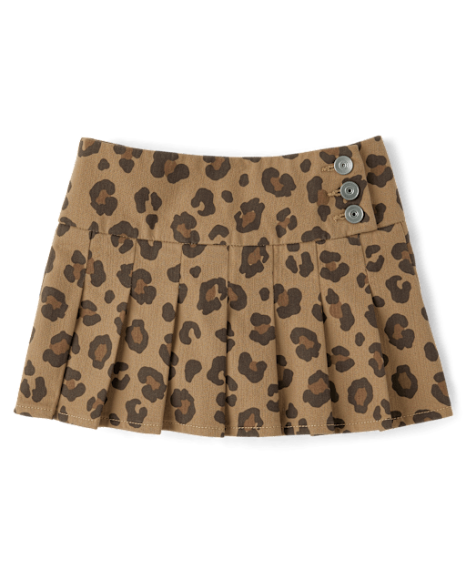 Tween Girls Leopard Pleated Skort