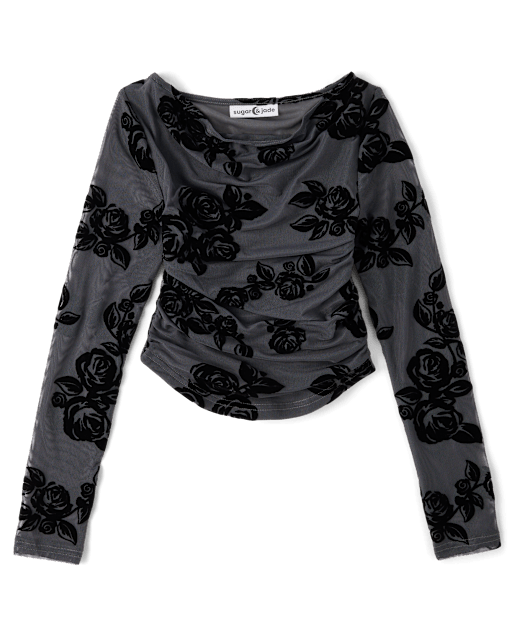 Tween Girls Mesh Cowl Neck Top