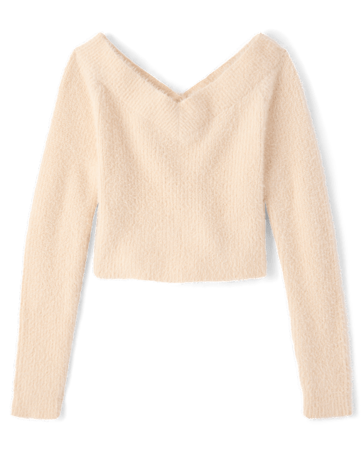 Tween Girls Eyelash V Neck Sweater