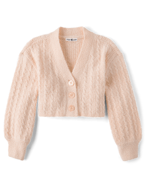 Tween Girls Chenille V Neck Cardigan