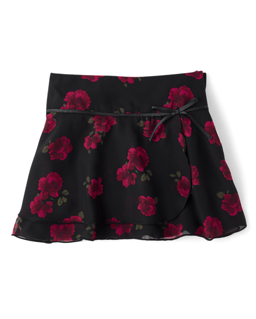 Tween Girls Floral Chiffon Faux Wrap Skort