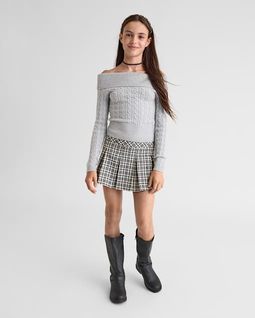 Tween Girls Plaid Pleated Skort