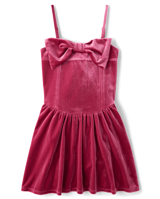 Tween Girls Bow Velour Dress