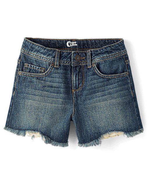 Tween Girls Ripped Shortie Jean Shorts