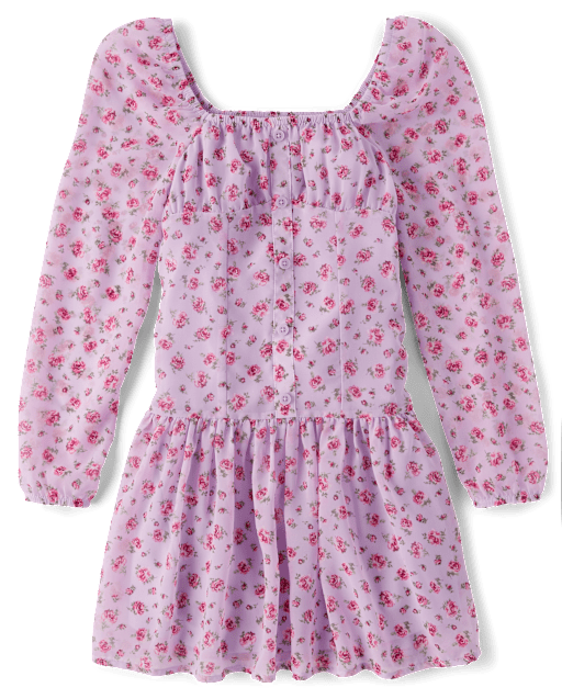 Tween Girls Floral Button Front Dress