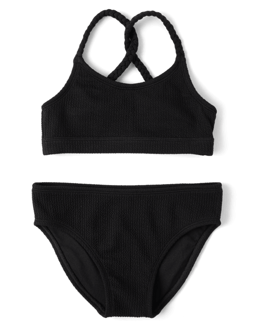 Tween Girls Crinkle Braided Girls Bikini Swimsuit