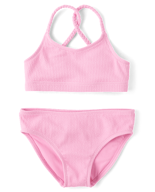 Tween Girls Crinkle Braided Girls Bikini Swimsuit