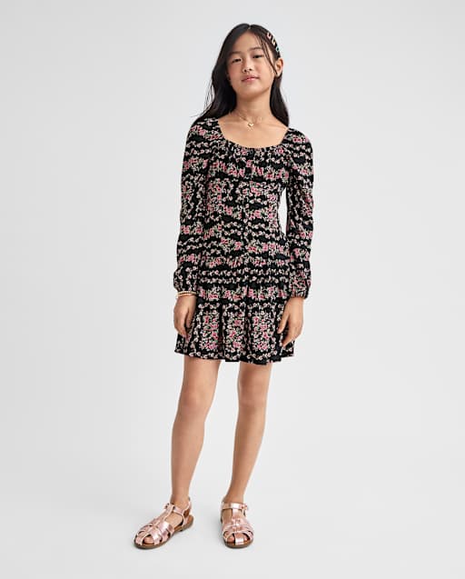 Tween Girls Floral Button Front Dress