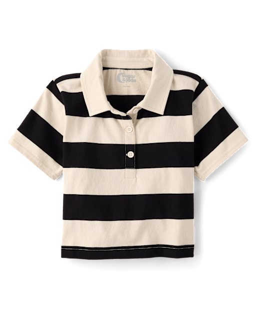 Tween Girls Striped Rugby Polo