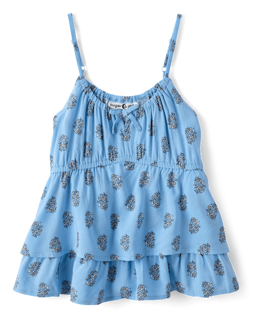 Tween Girls Floral Tiered Tank Top