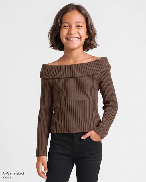 Tween Girls Off Shoulder Sweater