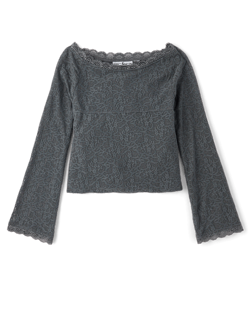 Tween Girls Lace Wide Neck Top