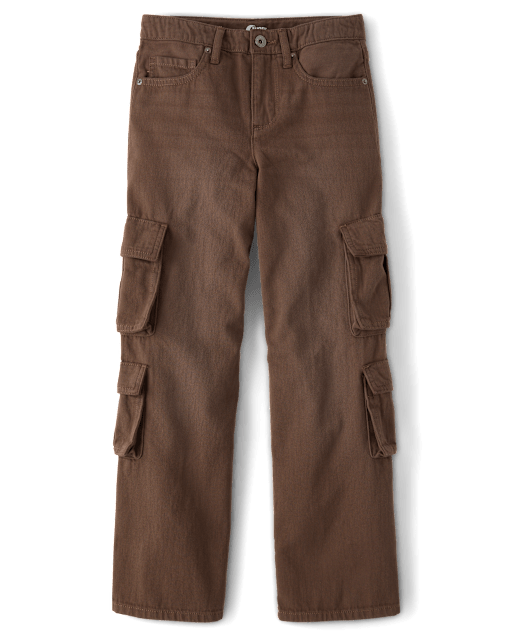 Tween Girls Garment Dyed Baggy Cargo Jeans