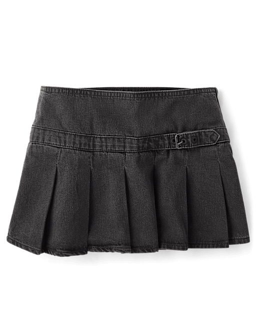 Tween Girls Buckle Pleated Denim Skort