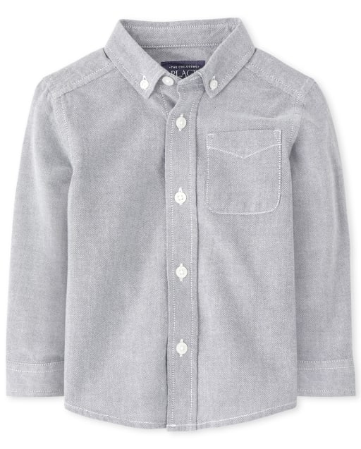 Camisa Oxford de manga larga con botones para bebés y niños pequeños