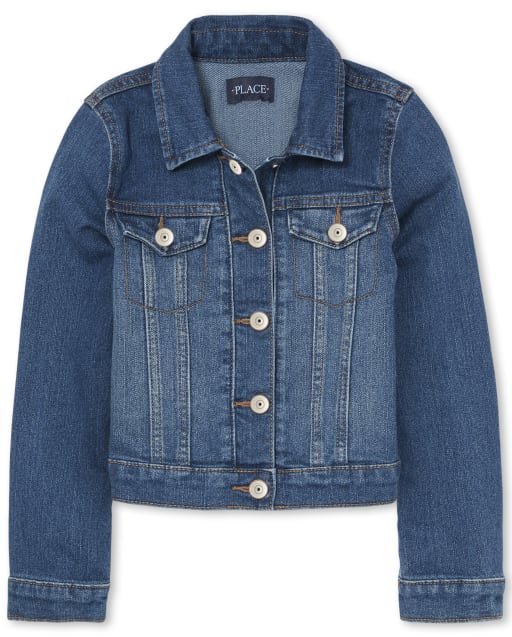 Girls denim jacket with fur Clearance