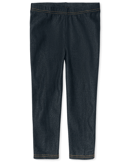 Girls Faux Denim Capri Leggings