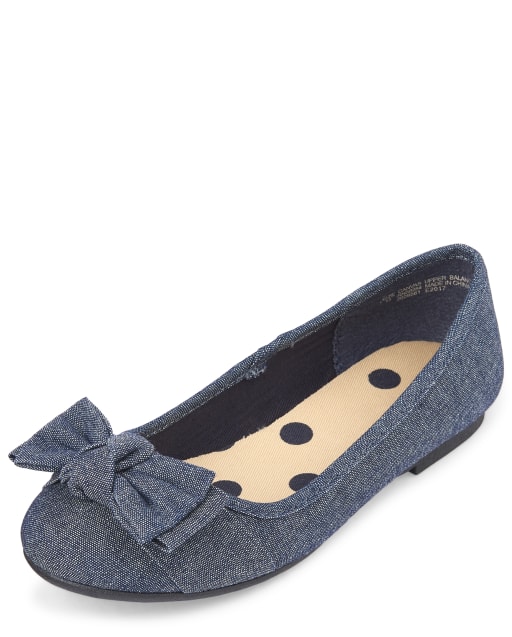 Girls Denim Ballet Flats