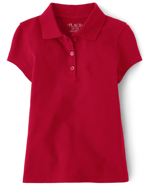 Polo de piqué de manga corta de uniforme para niñas