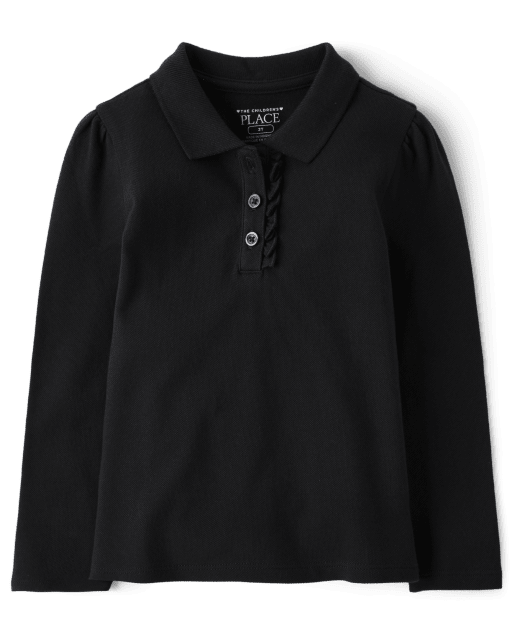 Toddler Girls Uniform Ruffle Pique Polo