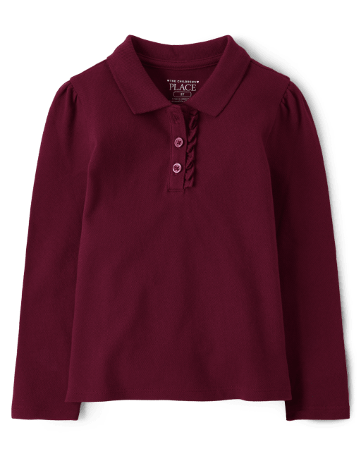 The Children's Place Toddler Girls Long Sleeve Ruffle Pique Polo 