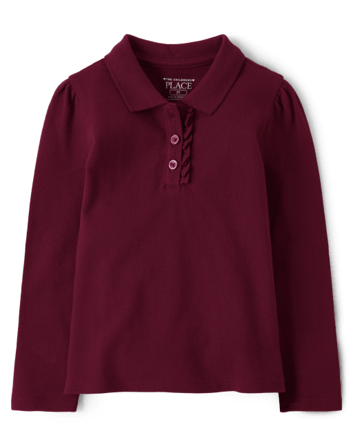 Toddler Girls Uniform Ruffle Pique Polo