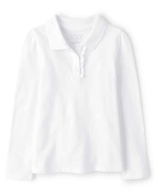 Toddler Girls Uniform Ruffle Pique Polo