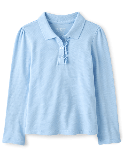 Toddler Girls Uniform Ruffle Pique Polo