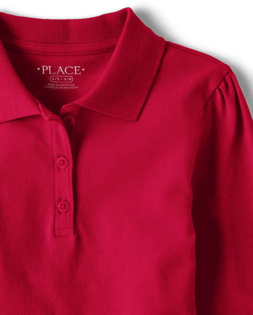 girls red polo shirt