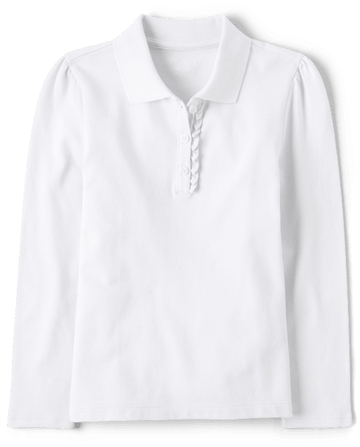 Girls Uniform Ruffle Pique Polo