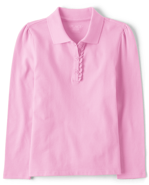 Girls Uniform Ruffle Pique Polo