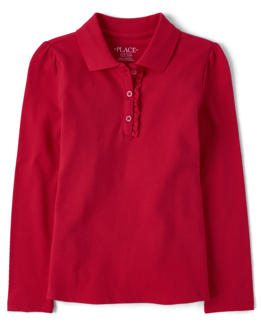Girls Uniform Ruffle Pique Polo