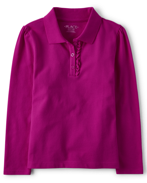 Girls Uniform Ruffle Pique Polo