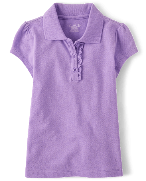 Girls Uniform Ruffle Pique Polo