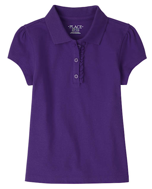 Girls Uniform Ruffle Soft Stretch Pique Polo
