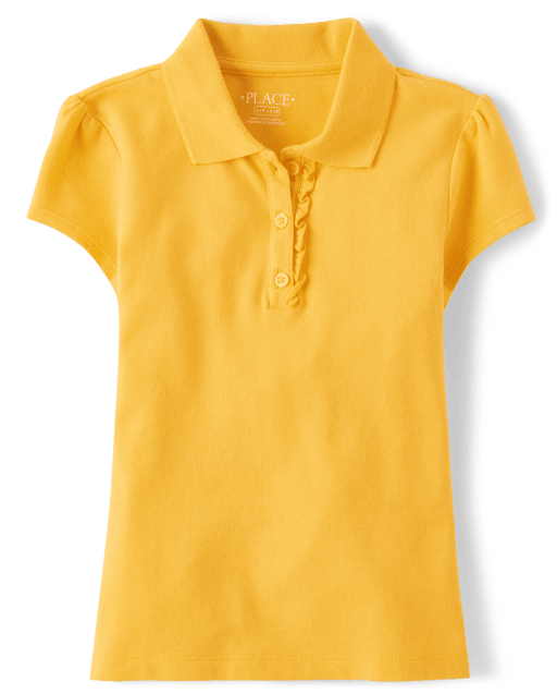 Girls Uniform Ruffle Pique Polo