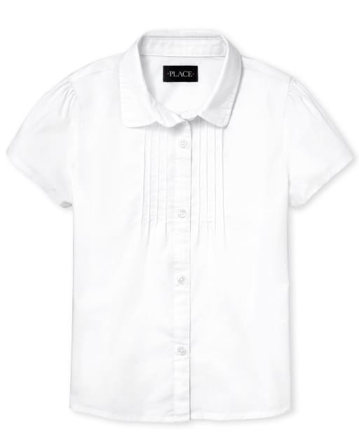 Camisa con botones de popelina plisada uniforme para niñas
