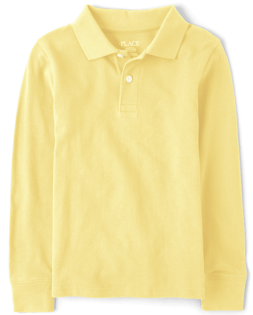 Polo de piqué de manga larga de uniforme para niños