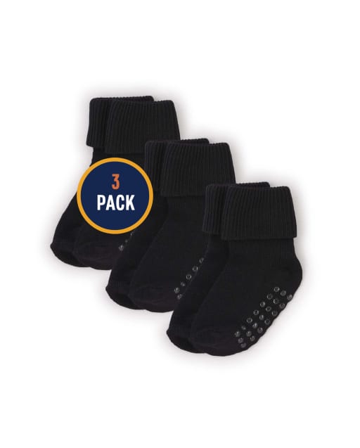 Paquete de 3 calcetines unisex para bebés y niños pequeños con triple rollo