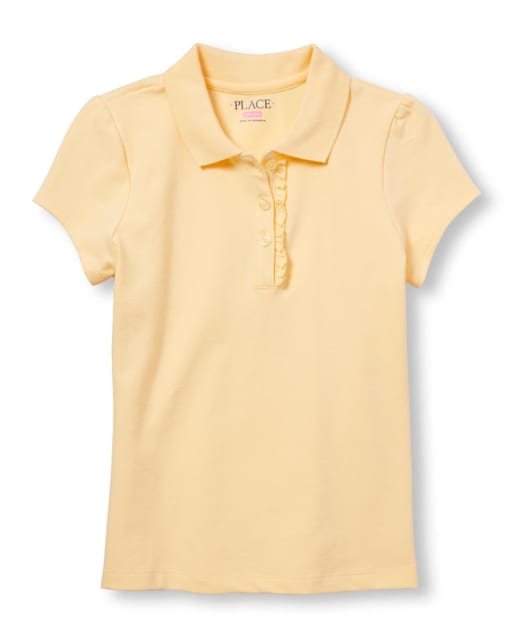Girls Short Sleeve Ruffled Polo