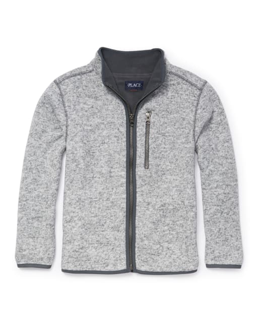 Boys Full Zip Fleece Lined Sweater Jacket