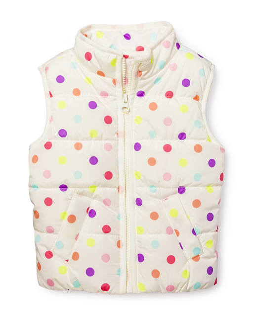 Toddler Girls Polka Dot Lightweight Puffer Vest