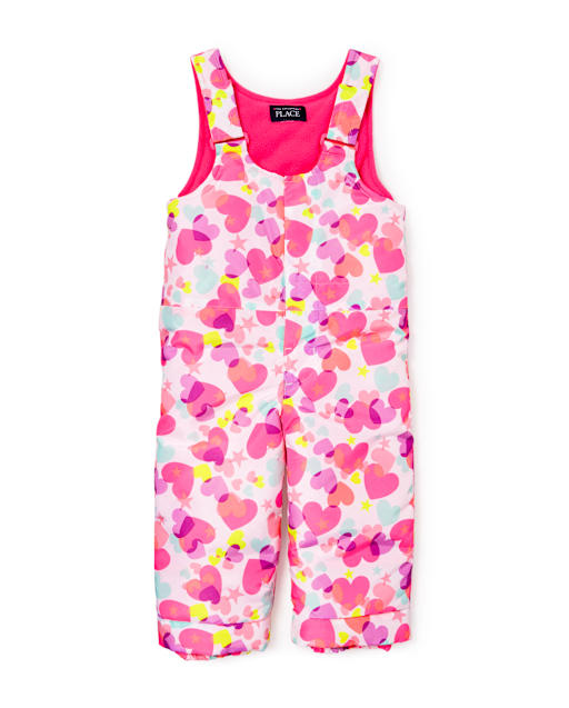 Toddler Girls Print Snow Overalls