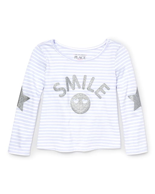 Toddler Girls Active Glitter Graphic Striped Top